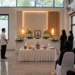 Family paying respects at a Buddhist funeral